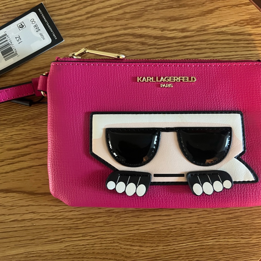 Karl Lagerfeld Pink and Black Key Holder with Playful Design